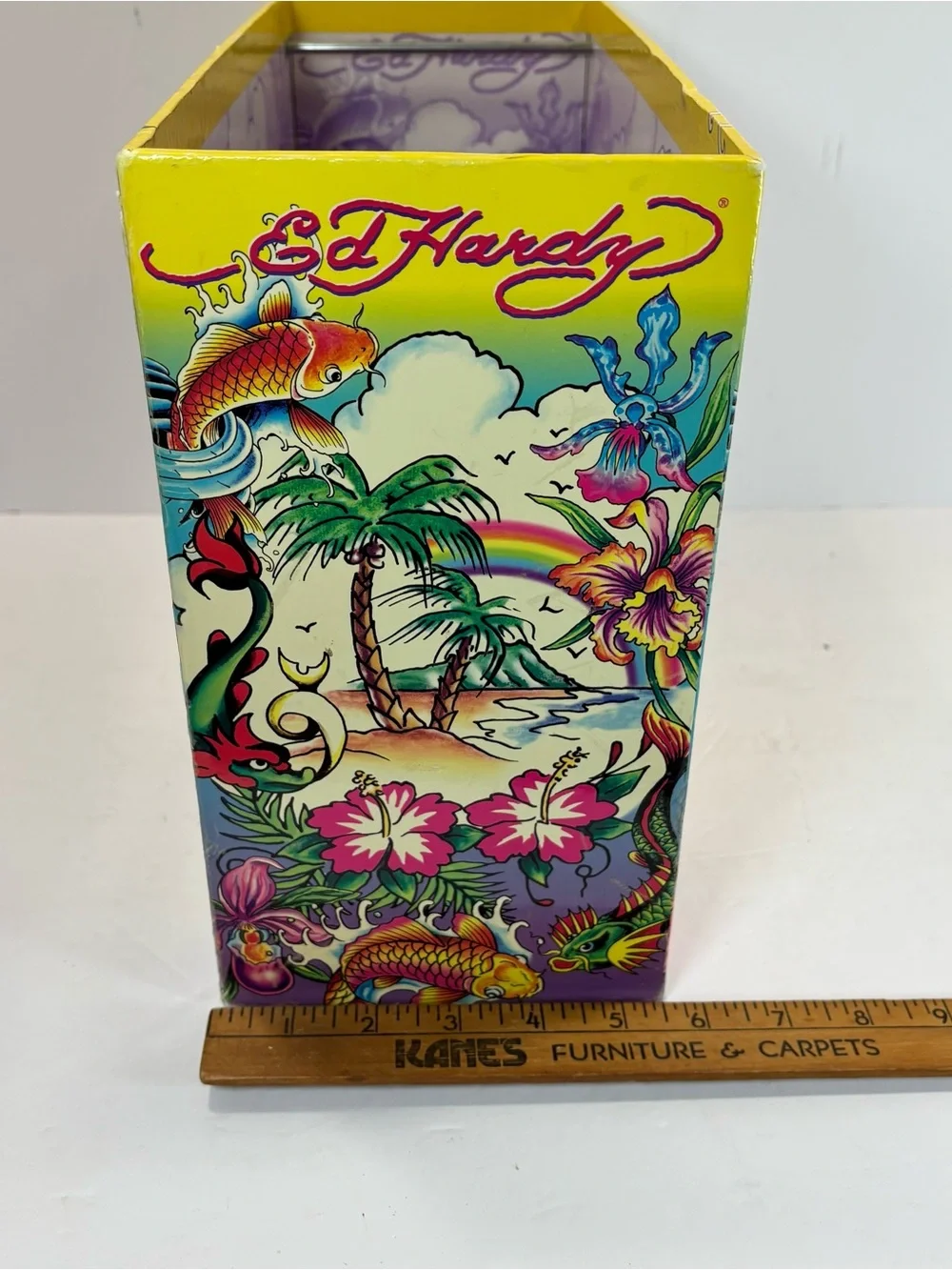 Ed Hardy x Lisa Frank Hanging File Box Tropical Tattoo Koi Dragon Rainbow Y2K